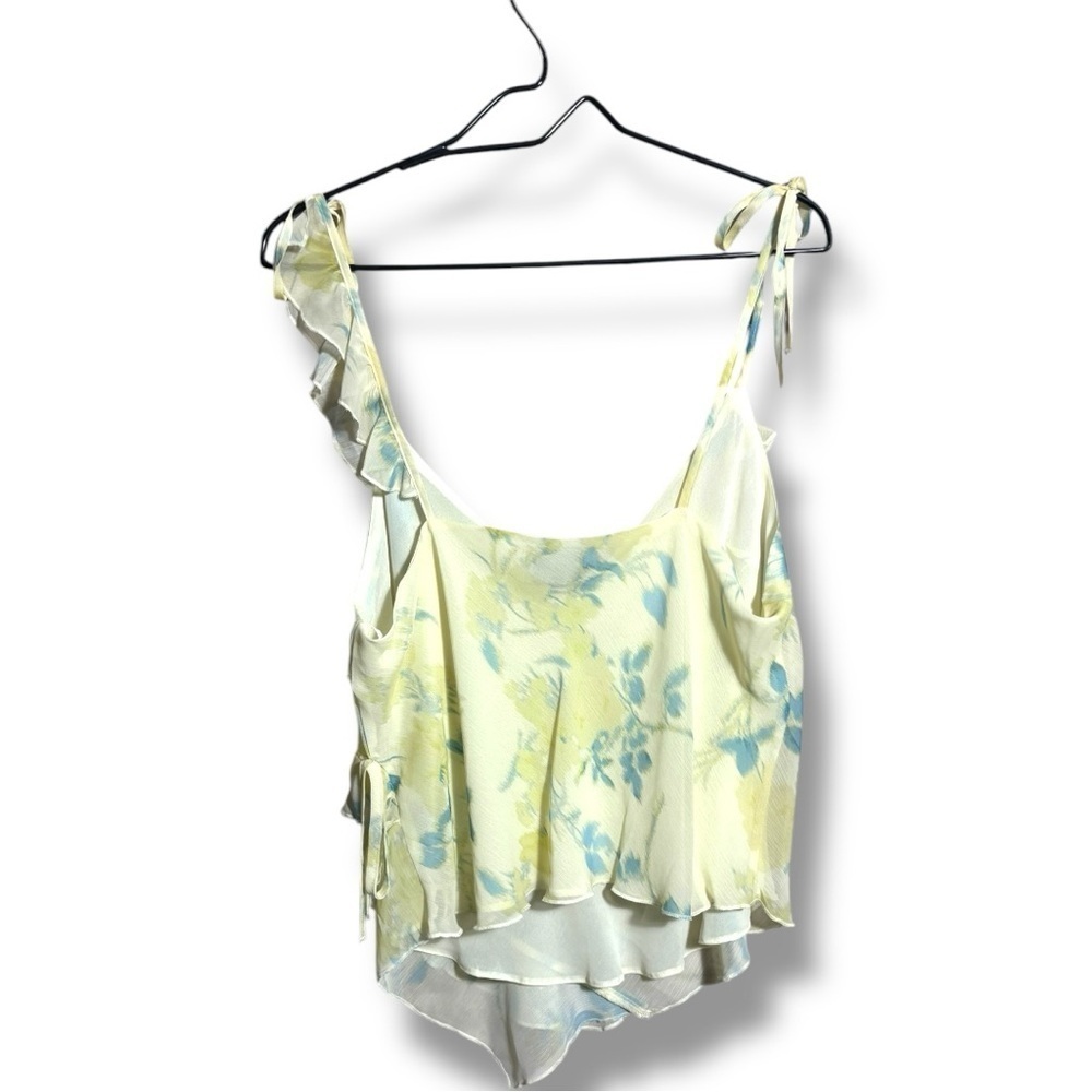 Rita Ora x Primark Flowy Asymmetrical Sheer Yellow Floral Ruffle Camisole Top - Picture 9 of 15